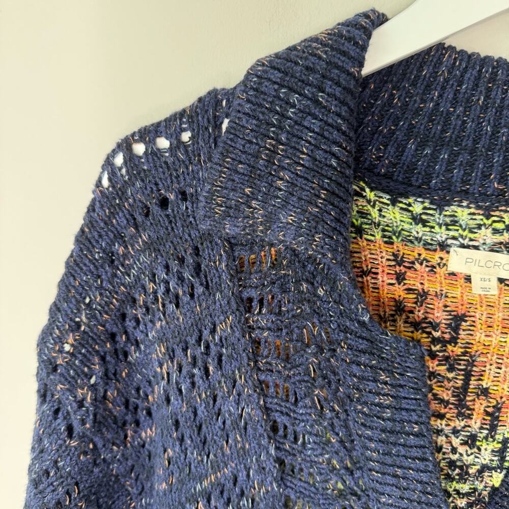 Anthropologie Pilcro | Polo Camp Sweater Palm Print Short Sleeve Size XS/S - Picture 4 of 9